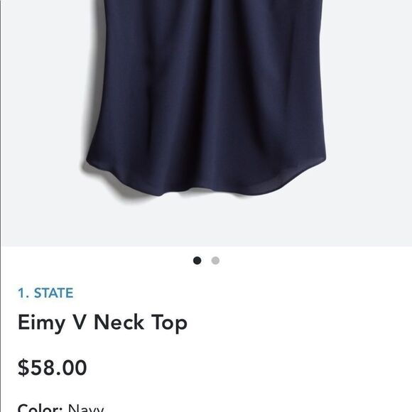 1. State Eimy V Neck Top in Navy - Picture 4 of 5